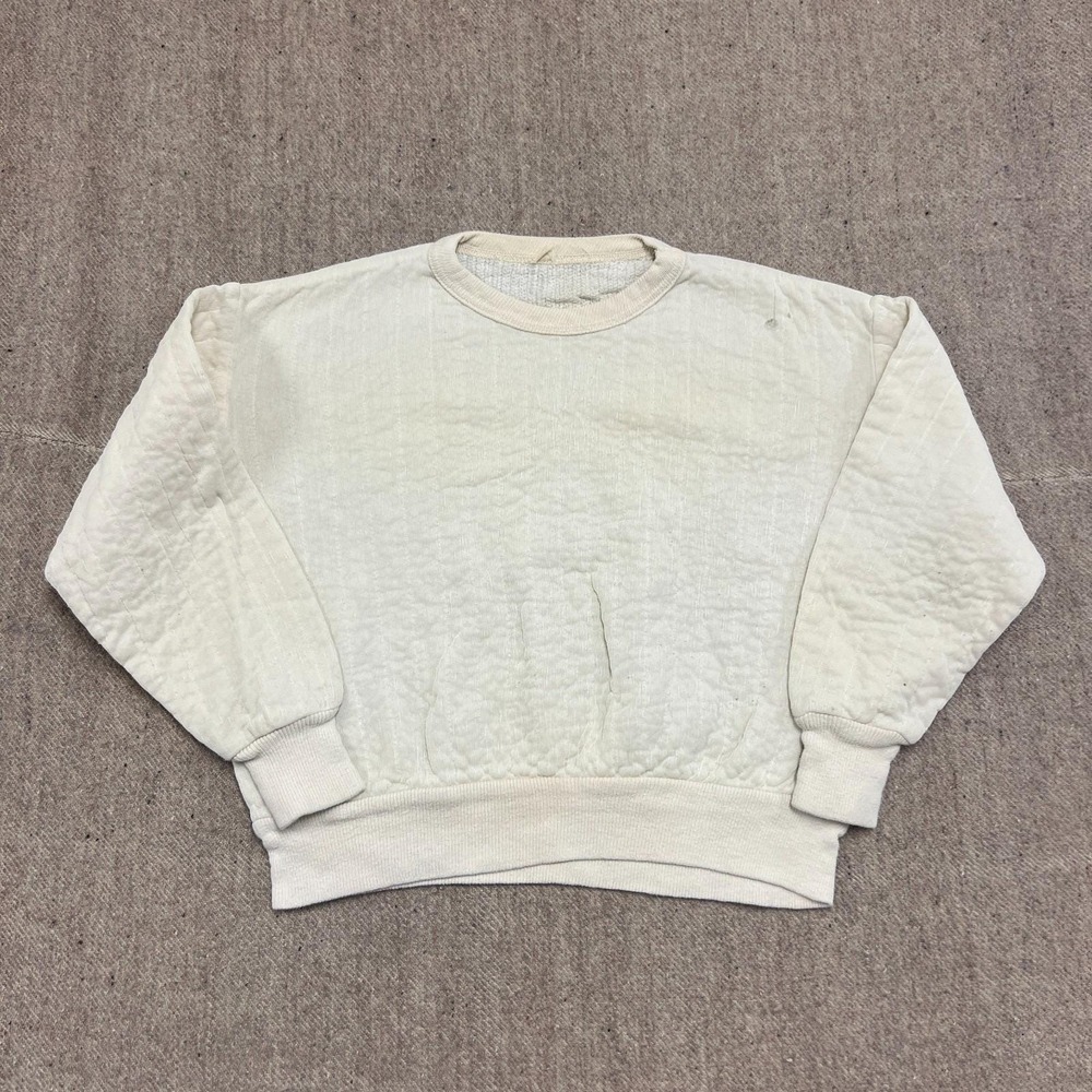 Vintage Blank Thermal Sweatshirt Mens Medium White 1960s